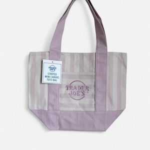 🚨 VIRAL STRIPED MINI TOTE BAG  (NWT) Trader Joe's Striped Mini Canvas Tote Bag